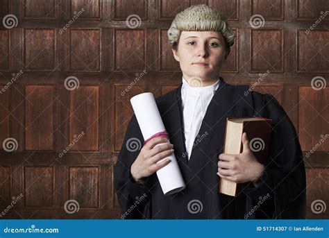 Portrait of Female Lawyer in Court Holding Brief and Book Stock Image ...