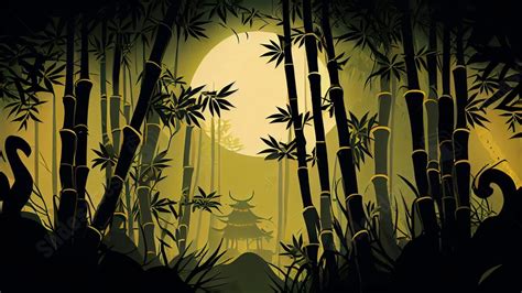 Bamboo Forest Night Chinese Style Powerpoint Background For Free Download - Slidesdocs