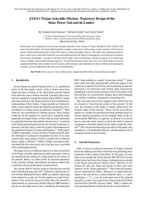 (PDF) JAXA’s Trojan Asteroids Mission: Trajectory Design of the Solar ...