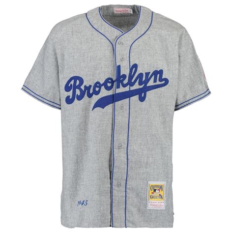 Men's 1945 Brooklyn Dodgers Babe Herman Mitchell & Ness Gray Authentic ...