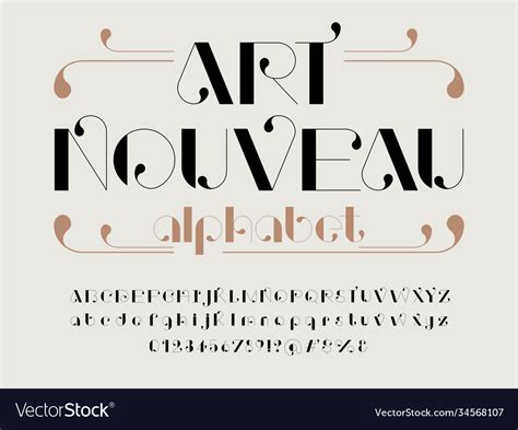 Art nouveau font Royalty Free Vector Image - VectorStock