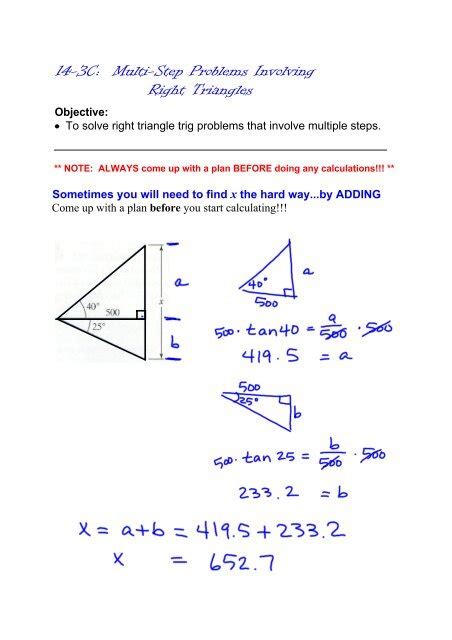 Right Triangle Trig Multi-Step Problems