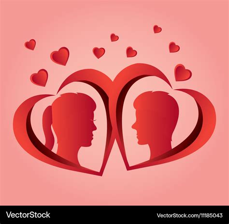 Couple profile love heart design Royalty Free Vector Image