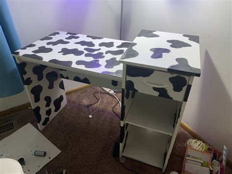 Cow Printed Desk | Cow decor, Cute room decor, Cute bedroom decor