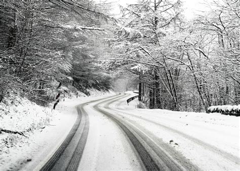 Snowy Country British Road Stock Photo - Download Image Now - iStock