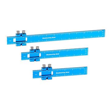 3pcs Aluminum Woodworking Rulers with Slide Stop Precision Pocket Ruler ...