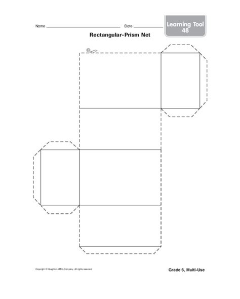 Rectangular Prism Net Worksheet for 4th - 5th Grade | Lesson Planet