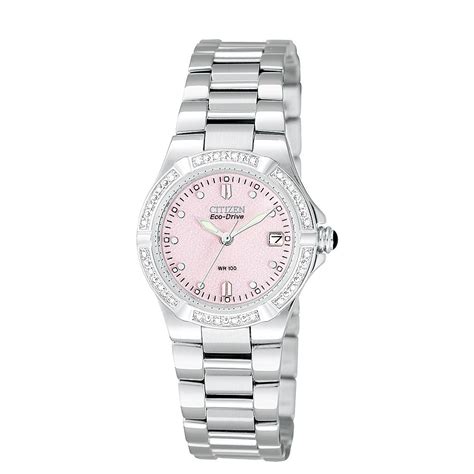 Citizen Ladies' Calendar Date Solar Power Watch w/Round Silvertone Case ...