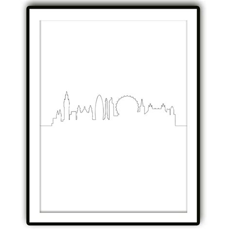 London Skyline Modern Art Wall Art England Print Black and - Etsy