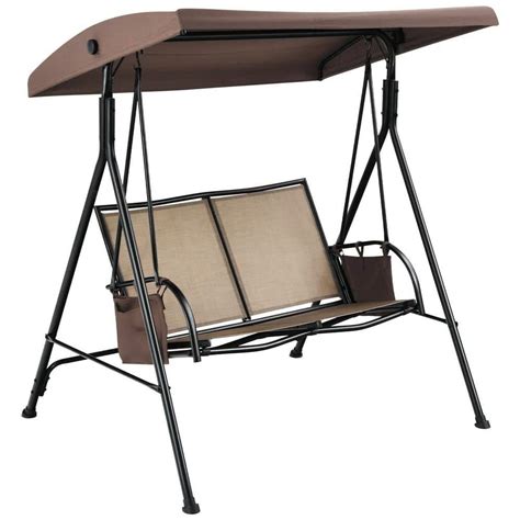 ANGELES HOME 2-Seat Steel Porch Patio Swing, fast-drying fabric ...