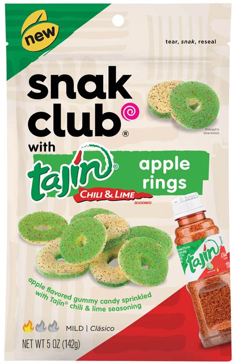 Snak Club Tajin Chili & Lime Apple Gummy Rings 5oz Bag - Grandpa Joe's Candy Shop