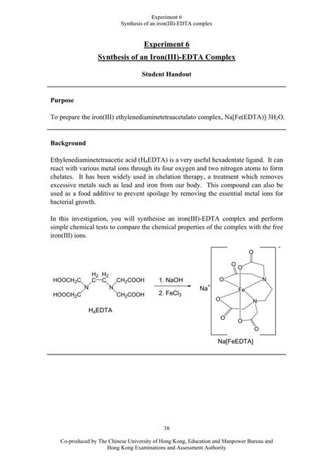 (PDF) Experiment 6 Synthesis of an Iron(III)-EDTA Complex · Experiment 6 Synthesis of an iron ...