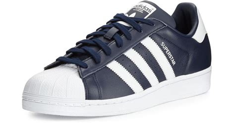 adidas Leather Originals Superstar Sneaker Shoes in Navy (Blue) for Men - Lyst