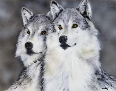 Wolf Couple Painting by Joseph Erickson | Pixels