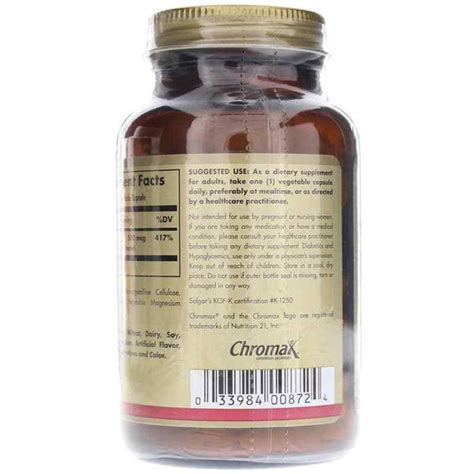 Chromium Picolinate Trivalent 500 Mcg, Solgar