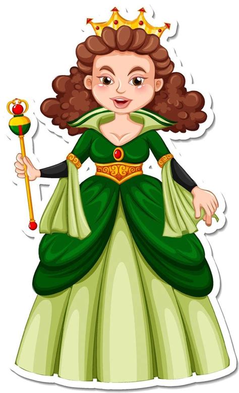 Beautiful queen cartoon character sticker 3478799 Vector Art at Vecteezy