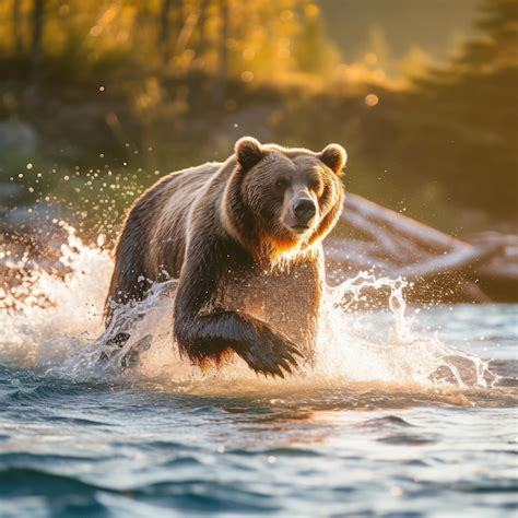 Premium AI Image | Grizzly Bear Fishing