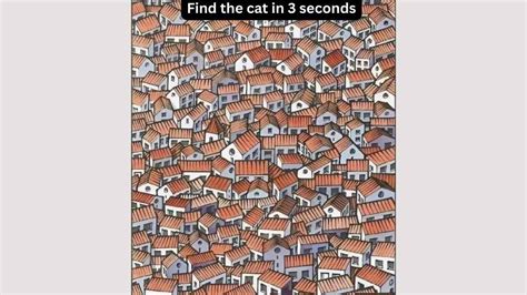 Tricky Puzzle IQ Test: Can you spot the hidden cat among the houses in 3 seconds?