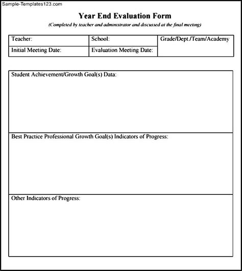 Teacher Year End Evaluation Form PDF - Sample Templates - Sample Templates