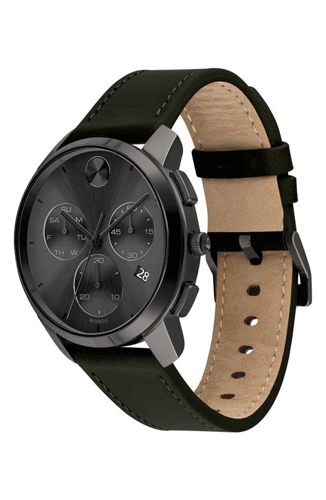 Movado Bold Chronograph Leather Strap Watch, 42mm | Nordstrom