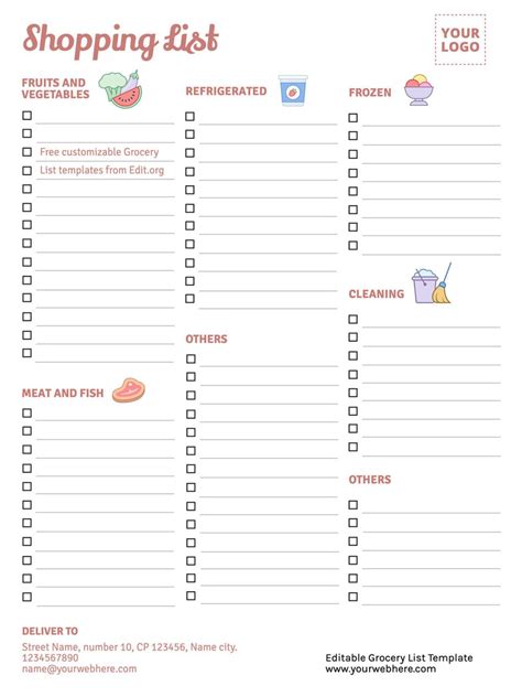 Free Printable Grocery List Templates