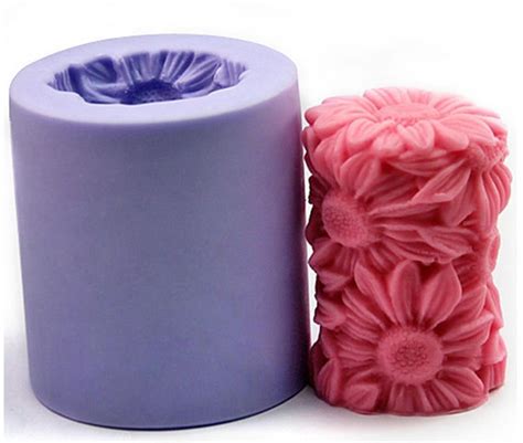 Daisy Floral Cylinder Candle Mold Rose Soap Mold Silicone Mold Soap ...