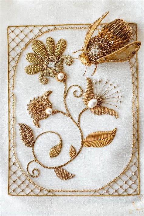 Pin by Eve Anders on Eve Anders Accessories | Gold work embroidery, Gold work, Beaded embroidery