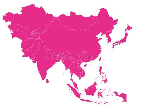 Pink map of Asia stock vector. Illustration of gray - 167507228