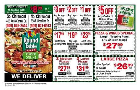 Printable Round Table Pizza Coupons