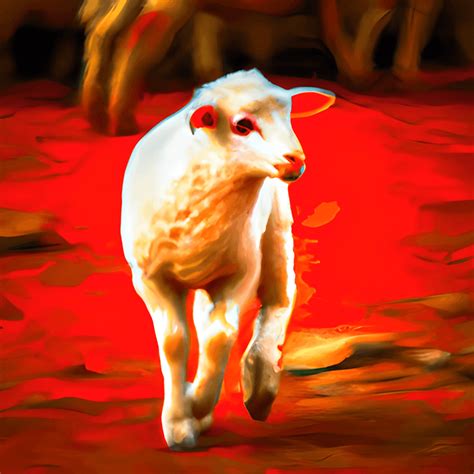 A White Lamb in a Sea of Blood Rembrandt Oil Painting Style · Creative ...