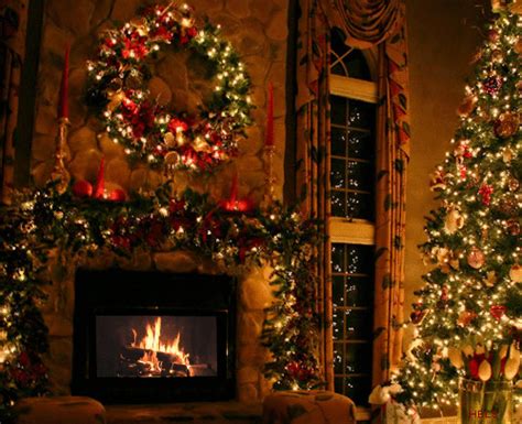 GIF: Chimenea encendida la noche de Navidad (Gif #4163)