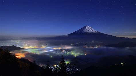 Mount Fuji Japan City View Nighttime HD Travel Wallpapers | HD ...