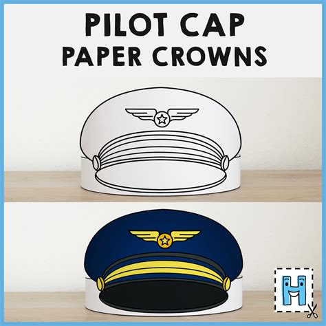 Pilot Cap Airline Paper Crown Career Day Printable Coloring Craft ...