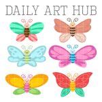 Colorful Cute Happy Butterflies Clip Art Set – Daily Art Hub // Graphics, Alphabets & SVG