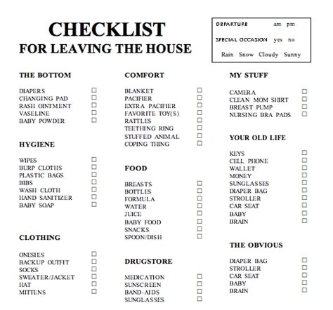 Checklist For Leaving The House - Snob Essentials