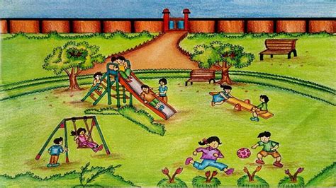 Children Playing Drawing at PaintingValley.com | Explore collection of ...