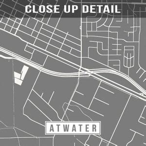 Atwater California Map Print Street Poster City Road Home - Etsy