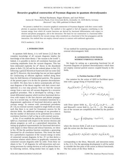 (PDF) Recursive graphical construction of Feynman diagrams in quantum ...