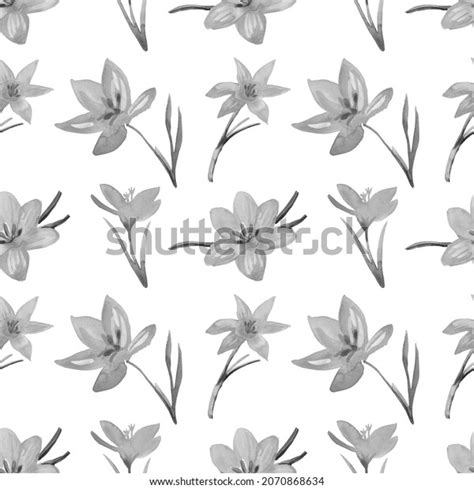 Seamless Background Grey Flowers Watercolor Illustration Stock ...