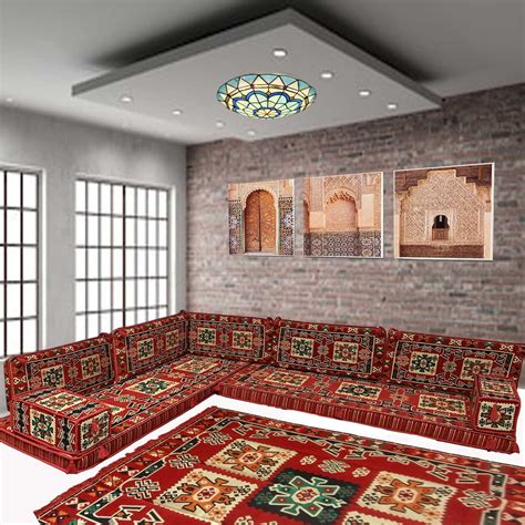 Middle Eastern home decor | Arabic majlis corner floor sofa set | Bohemian furniture