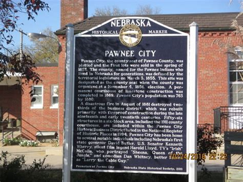 Nebraska Historical Marker: Pawnee City - E Nebraska History