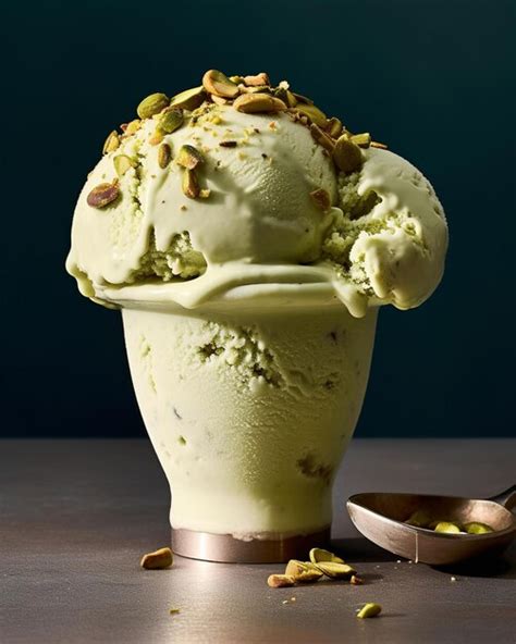 Premium AI Image | Delicious fluffy pistachio nuts ice cream bowl