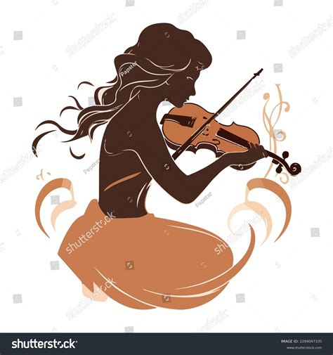 Silhouette Drawing Beautiful Girl Playing Violin Stock Vector (Royalty Free) 2284047105 ...