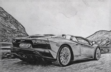 2018 Lamborghini Aventador S Roadster Pencil Drawing - Car Drawing Blog