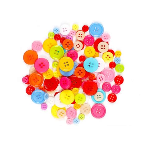 Plastic Button Coloured - Mix Size