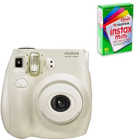 Fujifilm Instax Mini 7S Instant Film Camera (White) with 10pcs Instax Instants Films (Fujifilm ...