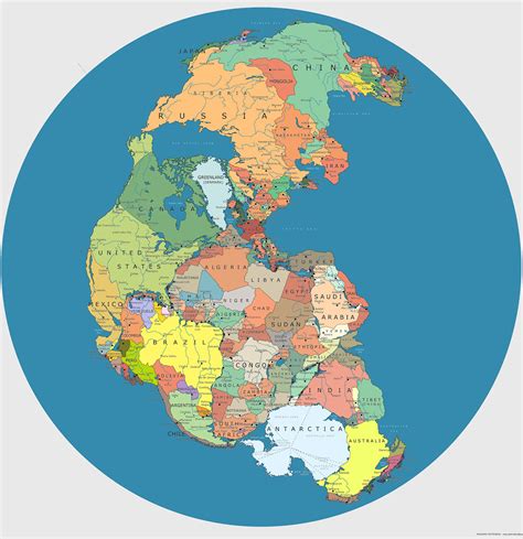 Incredible Map of Pangea With Modern-Day Borders