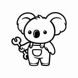 Fun koala Technician cartoon drawing coloring Line Art Style Sketch  sketch template