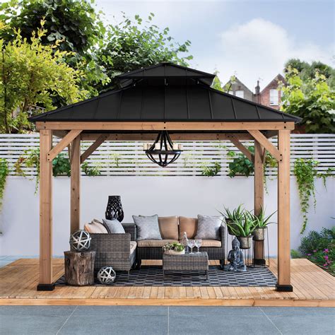 Sunjoy 11' x 11' Hardtop Black Straight Gazebos - Walmart.com