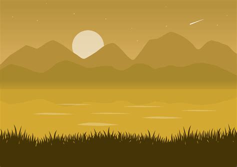 lake landscape vector illustration with a yellow silhouette 17265965 ...